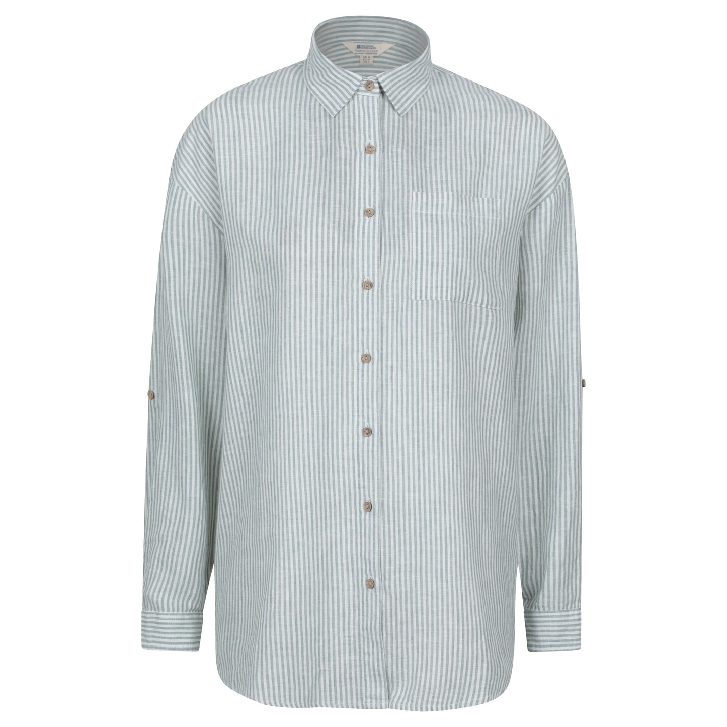 Light Khaki - Front - Mountain Warehouse Womens-Ladies Santiago Stripe Oversized Shirt