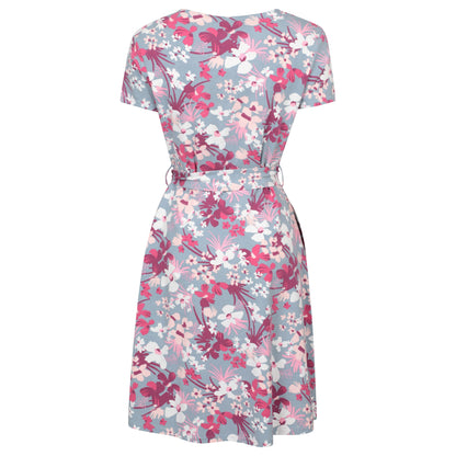 Pink - Back - Mountain Warehouse Womens-Ladies Santorini Cherry Blossom Jersey Wrap Dress