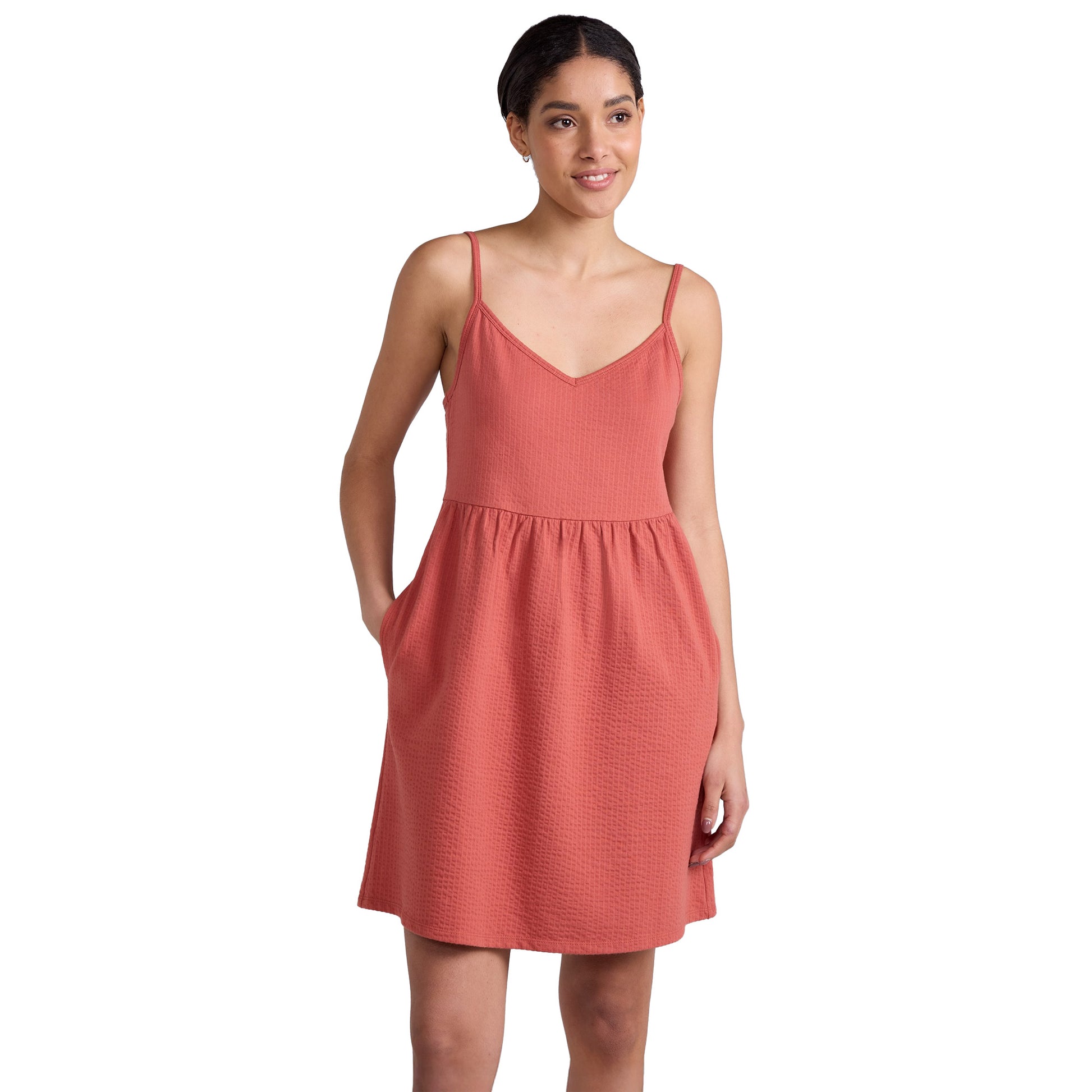 Rust - Front - Mountain Warehouse Womens-Ladies Sienna Seersucker Midi Dress
