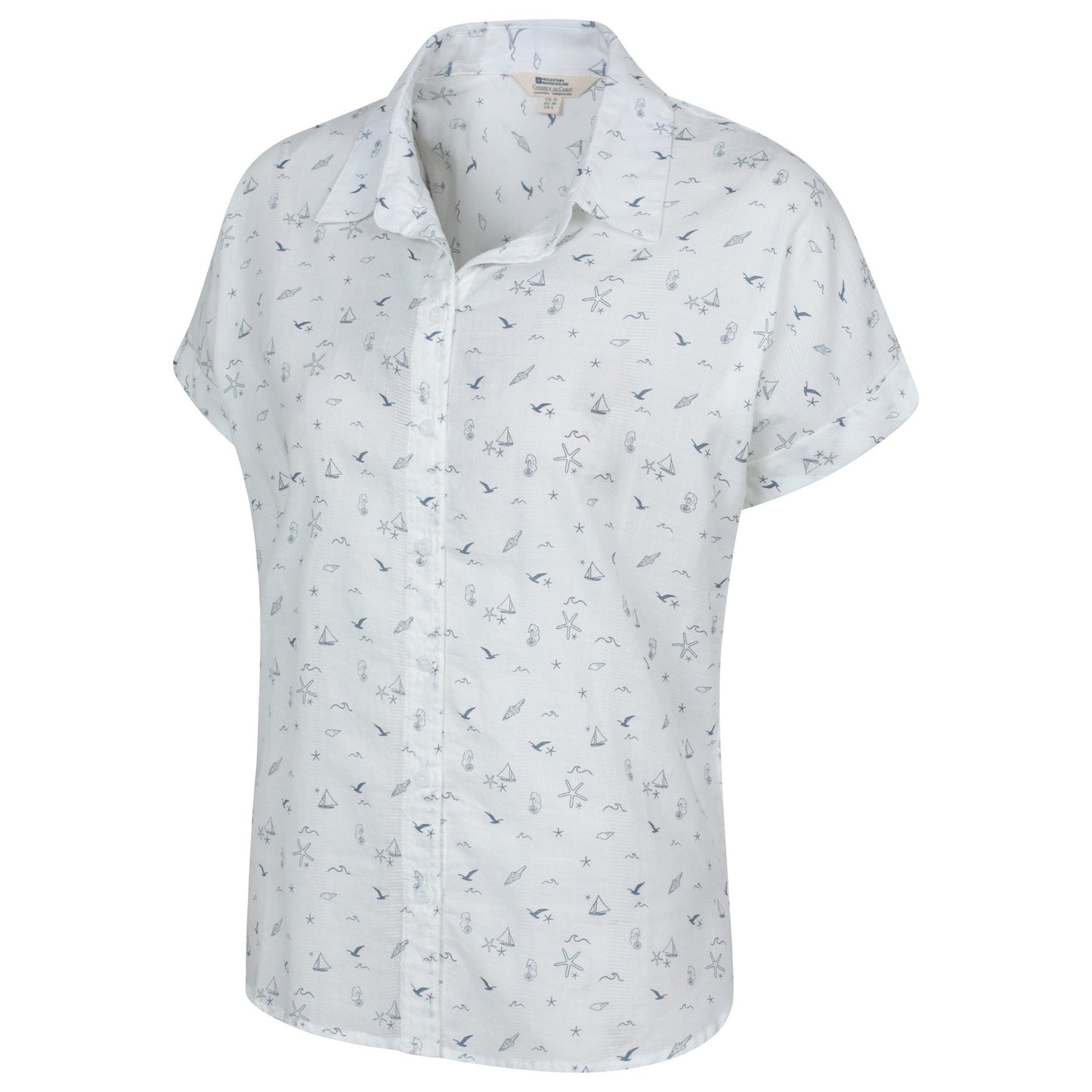 White - Side - Mountain Warehouse Womens-Ladies Palm Printed Relaxed Fit Shirt