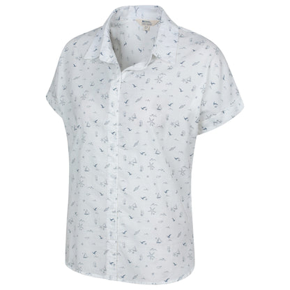 White - Side - Mountain Warehouse Womens-Ladies Palm Printed Relaxed Fit Shirt