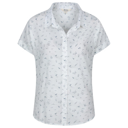 White - Front - Mountain Warehouse Womens-Ladies Palm Printed Relaxed Fit Shirt