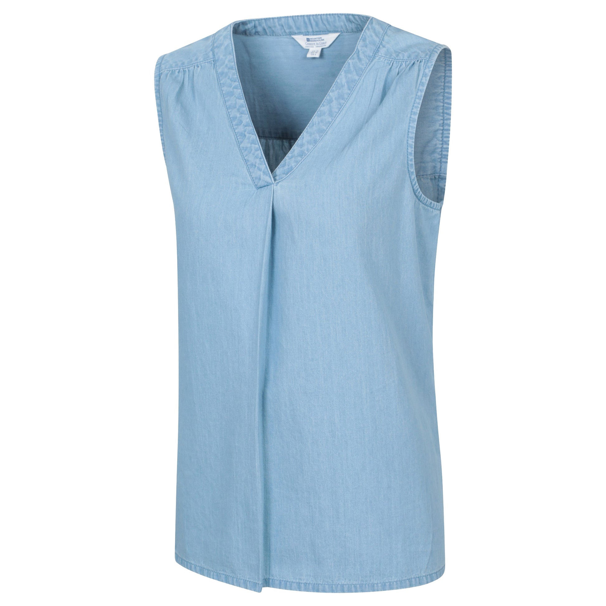 Light Blue - Side - Mountain Warehouse Womens-Ladies Tuscany Chambray Sleeveless Shirt