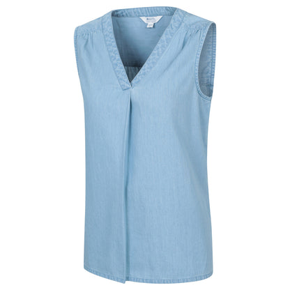 Light Blue - Side - Mountain Warehouse Womens-Ladies Tuscany Chambray Sleeveless Shirt
