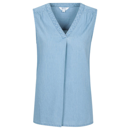 Light Blue - Front - Mountain Warehouse Womens-Ladies Tuscany Chambray Sleeveless Shirt