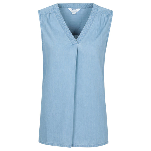 Light Blue - Front - Mountain Warehouse Womens-Ladies Tuscany Chambray Sleeveless Shirt