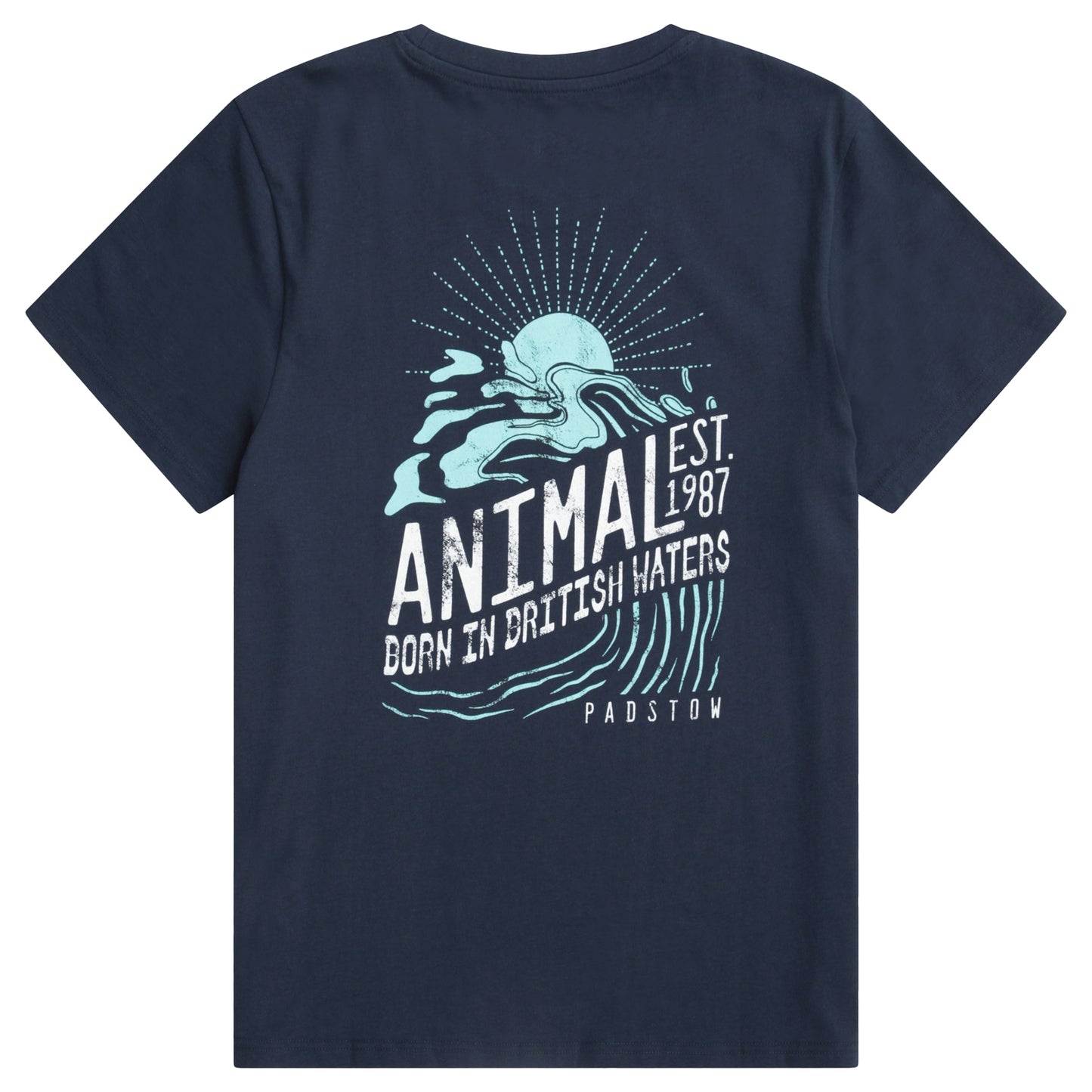 Navy - Back - Animal Mens Jacob Padstow Rising Sun T-Shirt