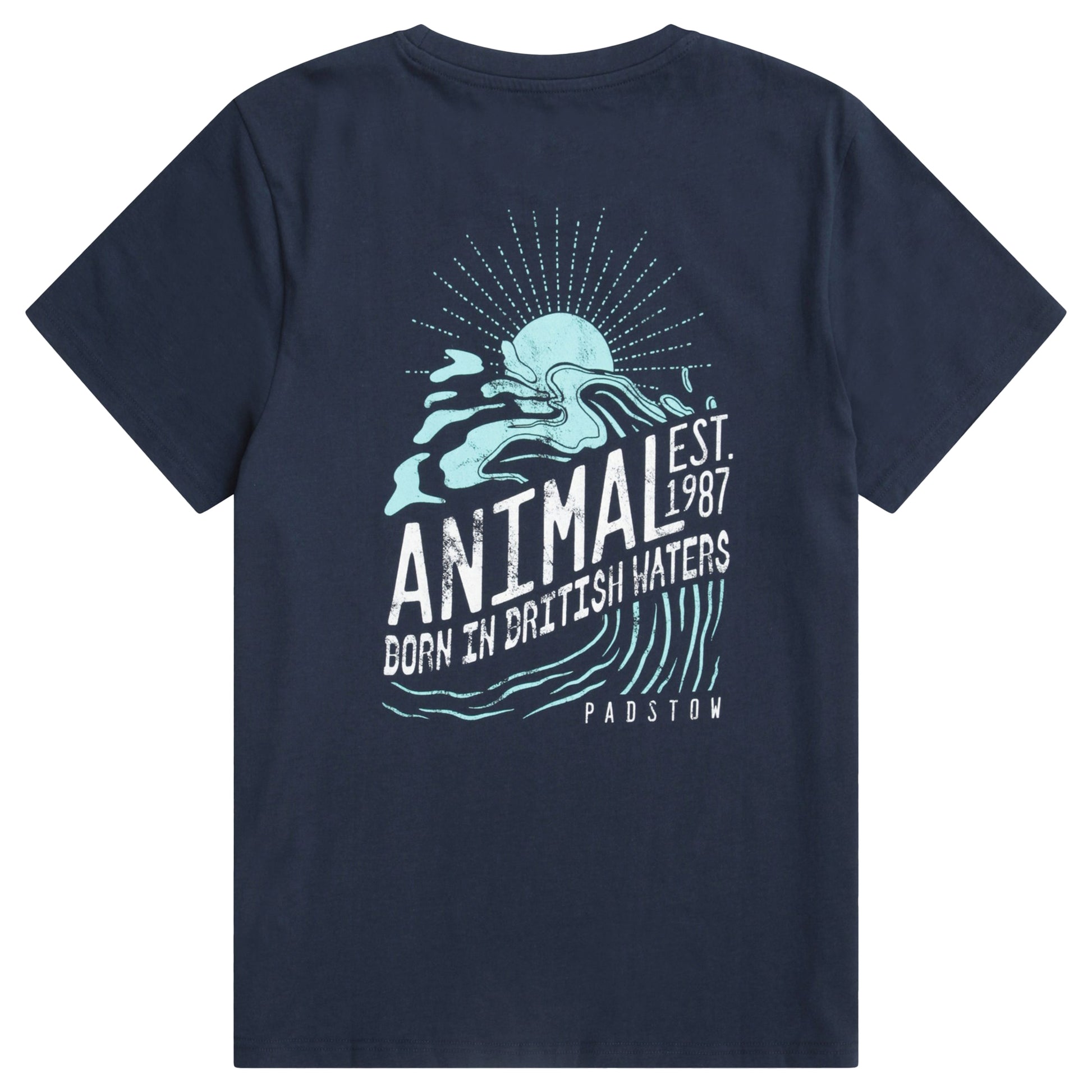 Navy - Back - Animal Mens Jacob Padstow Rising Sun T-Shirt