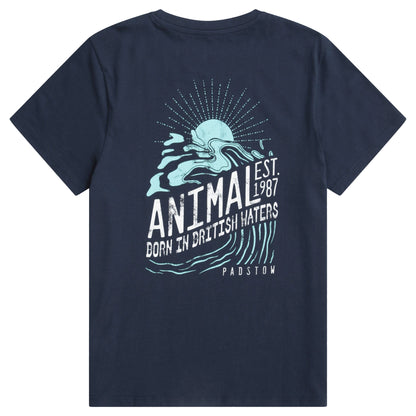 Navy - Back - Animal Mens Jacob Padstow Rising Sun T-Shirt