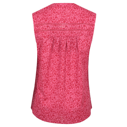 Red - Back - Mountain Warehouse Womens-Ladies Petra Floral Pattern Sleeveless Shirt