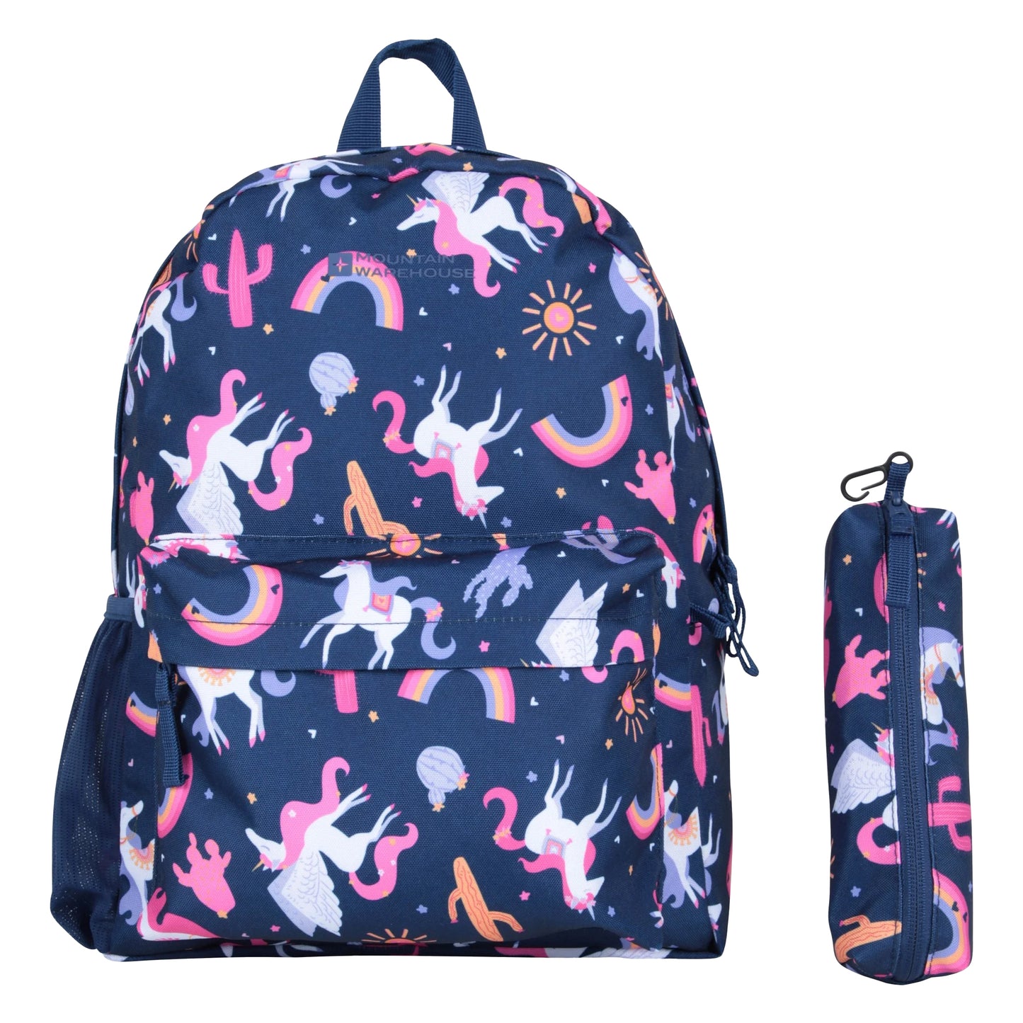 Navy - Front - Mountain Warehouse Bookworm Unicorn 15L Backpack & Pencil Case