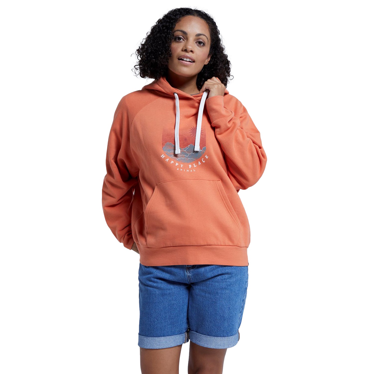 Orange - Lifestyle - Animal Womens-Ladies Kaya Happy Organic Hoodie