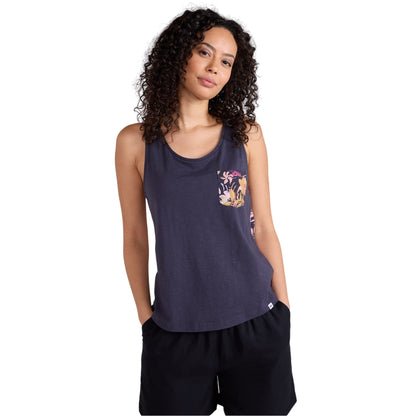 Dark Blue - Front - Animal Womens-Ladies Sophie Flowers Tank Top
