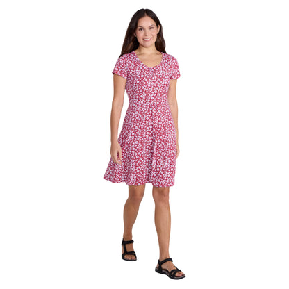 Dark Burgundy - Lifestyle - Mountain Warehouse Womens-Ladies Essentials Lora Stripe V Neck Skater Dress
