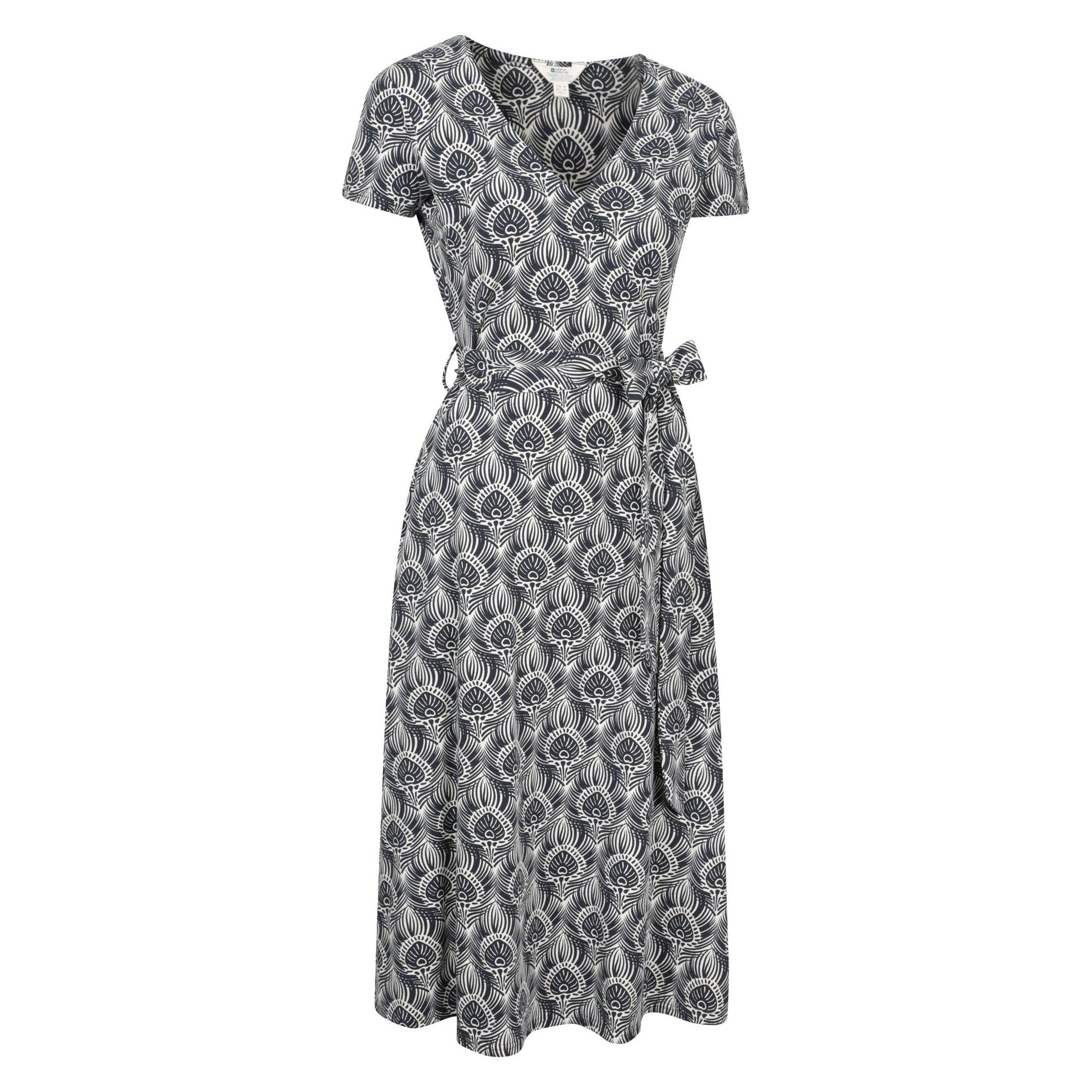 Navy - Lifestyle - Mountain Warehouse Womens-Ladies Santorini Peacock Feather Midi Wrap Dress