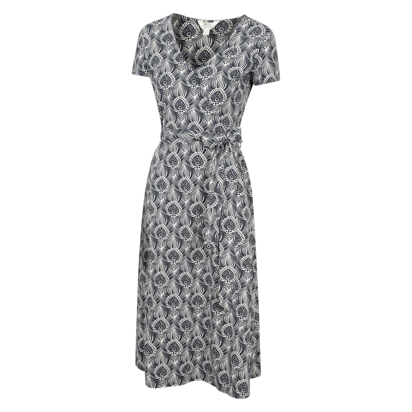 Navy - Side - Mountain Warehouse Womens-Ladies Santorini Peacock Feather Midi Wrap Dress