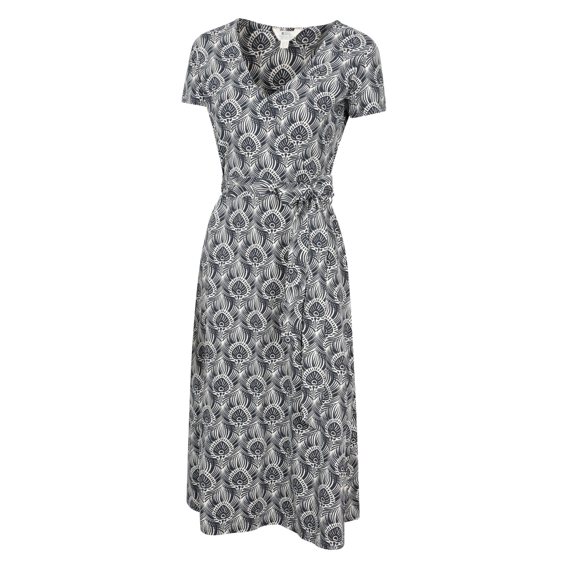 Navy - Side - Mountain Warehouse Womens-Ladies Santorini Peacock Feather Midi Wrap Dress