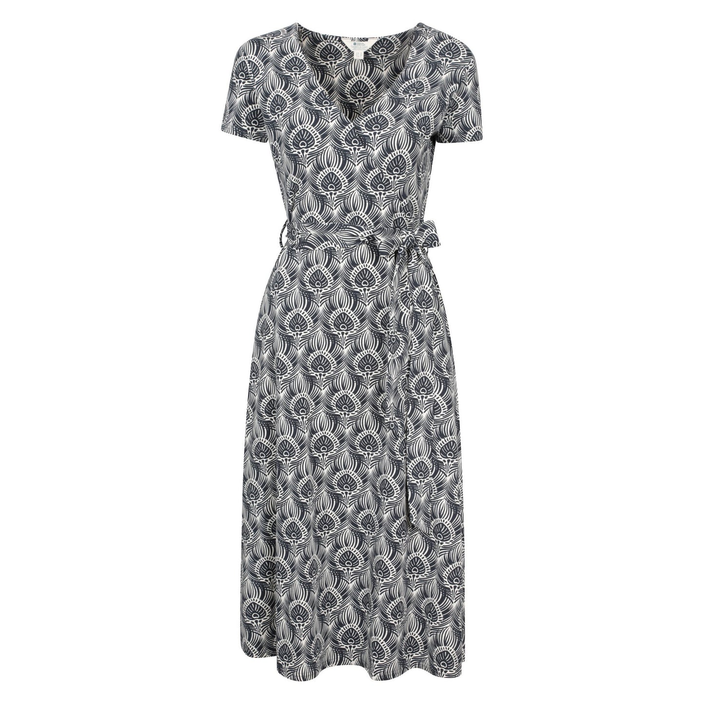 Navy - Front - Mountain Warehouse Womens-Ladies Santorini Peacock Feather Midi Wrap Dress