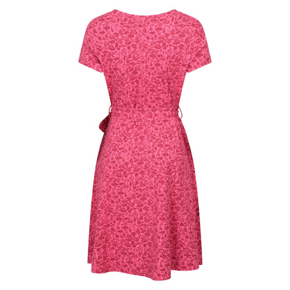 Red - Back - Mountain Warehouse Womens-Ladies Santorini Hibiscus Jersey Wrap Dress