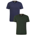 Khaki Green-Navy Blue - Front - Mountain Warehouse Mens Flint Crew Neck T-Shirt (Pack of 2)