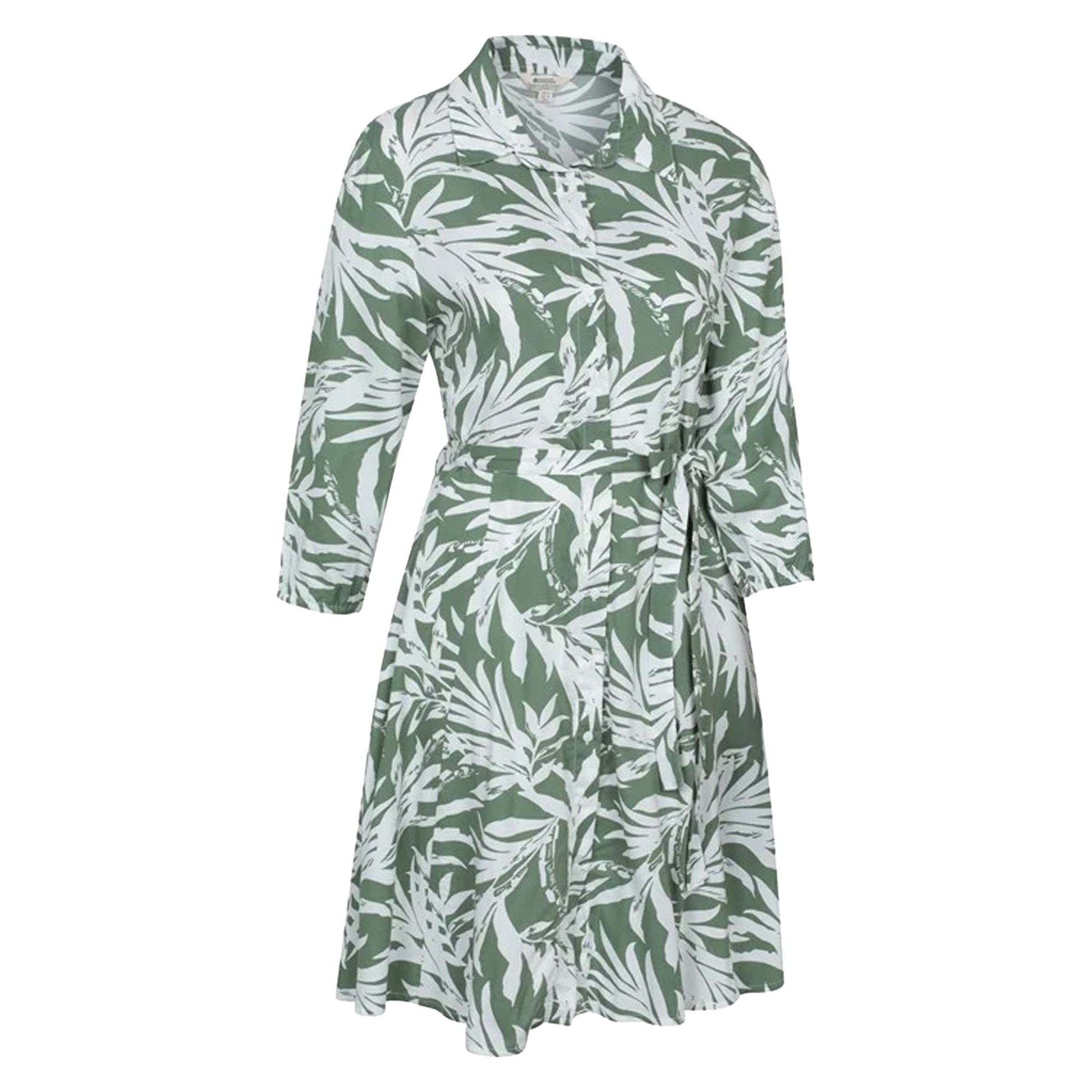 Khaki Green - Side - Mountain Warehouse Womens-Ladies Porto Woven Button Through Shirt Dress