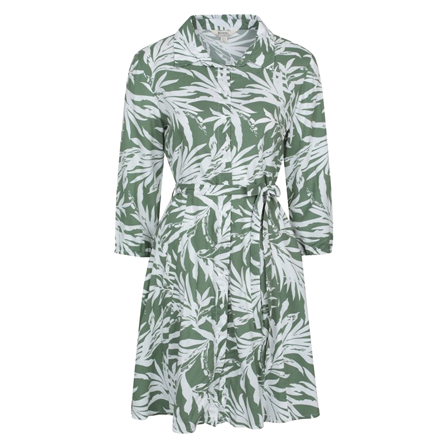 Khaki Green - Front - Mountain Warehouse Womens-Ladies Porto Woven Button Through Shirt Dress