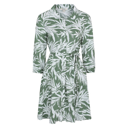 Khaki Green - Front - Mountain Warehouse Womens-Ladies Porto Woven Button Through Shirt Dress