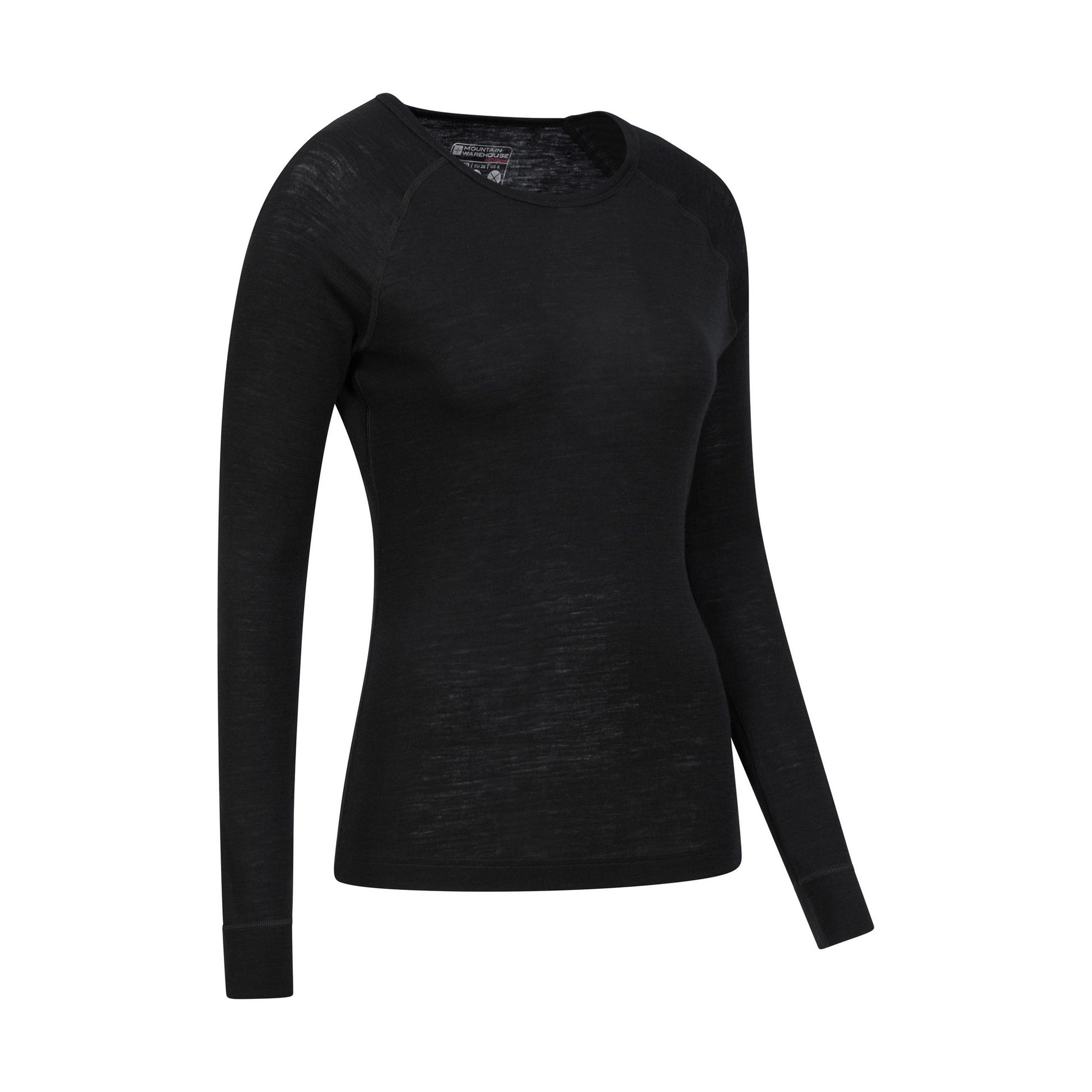 Black - Back - Mountain Warehouse Womens-Ladies Merino Wool Round Neck Base Layer Top (Pack of 2)