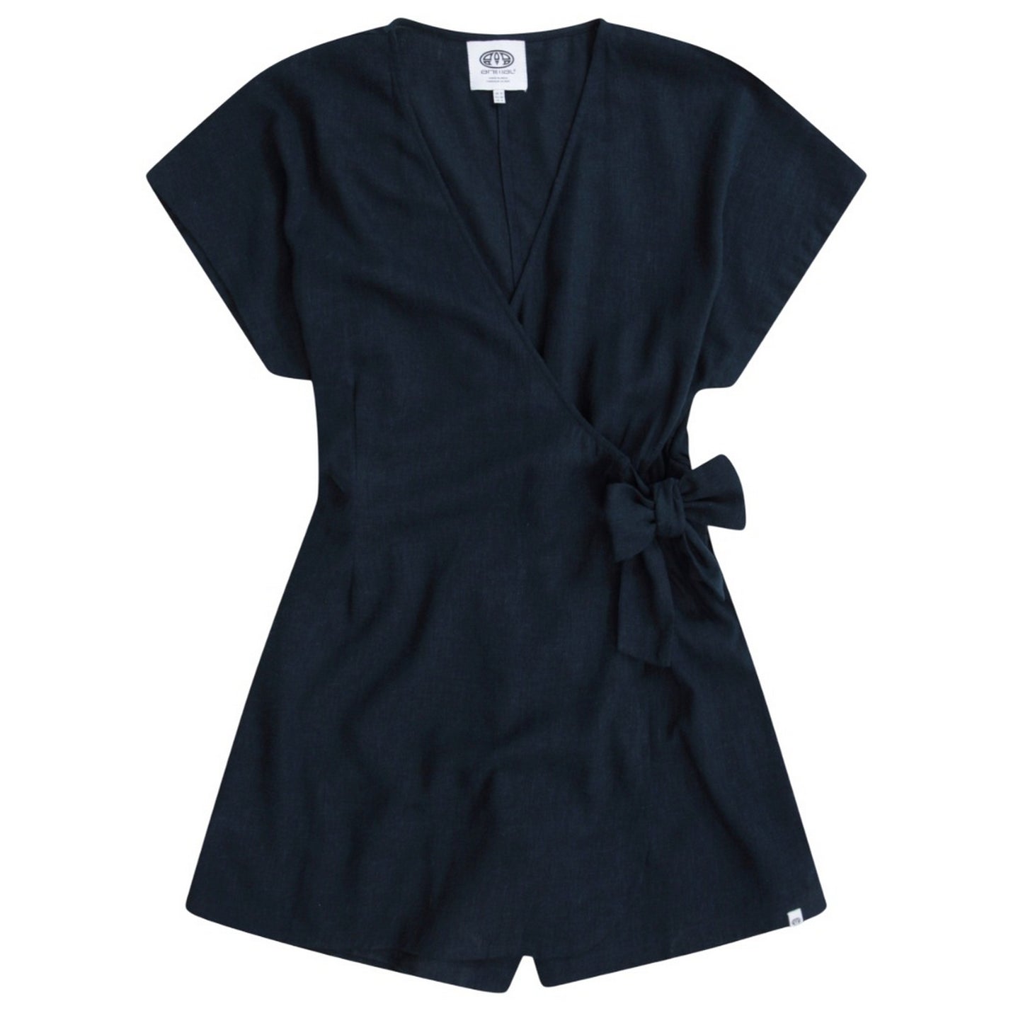 Light Blue - Front - Animal Womens-Ladies Linen Wrap Playsuit