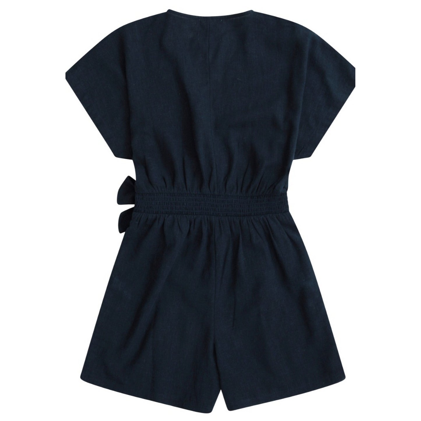 Light Blue - Back - Animal Womens-Ladies Linen Wrap Playsuit