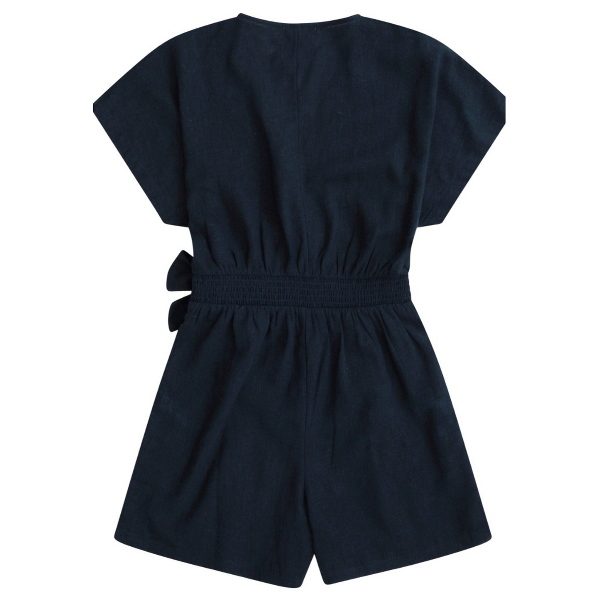 Light Blue - Back - Animal Womens-Ladies Linen Wrap Playsuit