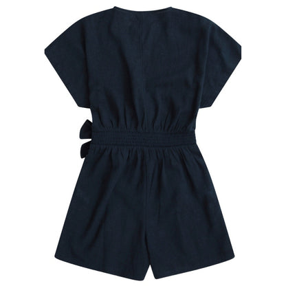 Light Blue - Back - Animal Womens-Ladies Linen Wrap Playsuit
