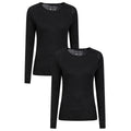 Black - Front - Mountain Warehouse Womens-Ladies Merino Wool Round Neck Base Layer Top (Pack of 2)