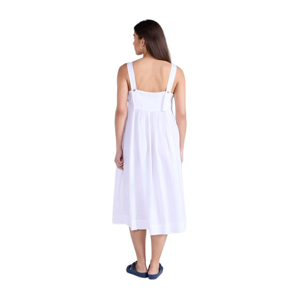 White - Back - Animal Womens-Ladies Linen Midi Dress