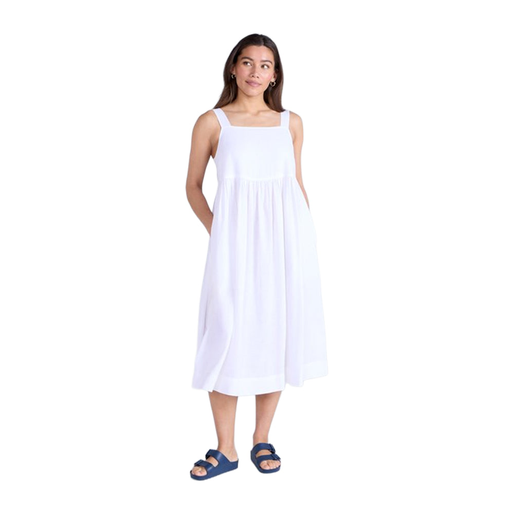 White - Side - Animal Womens-Ladies Linen Midi Dress