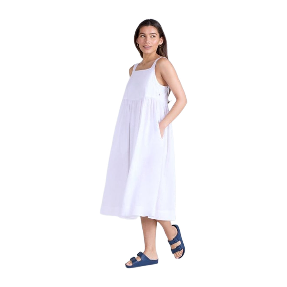 White - Lifestyle - Animal Womens-Ladies Linen Midi Dress