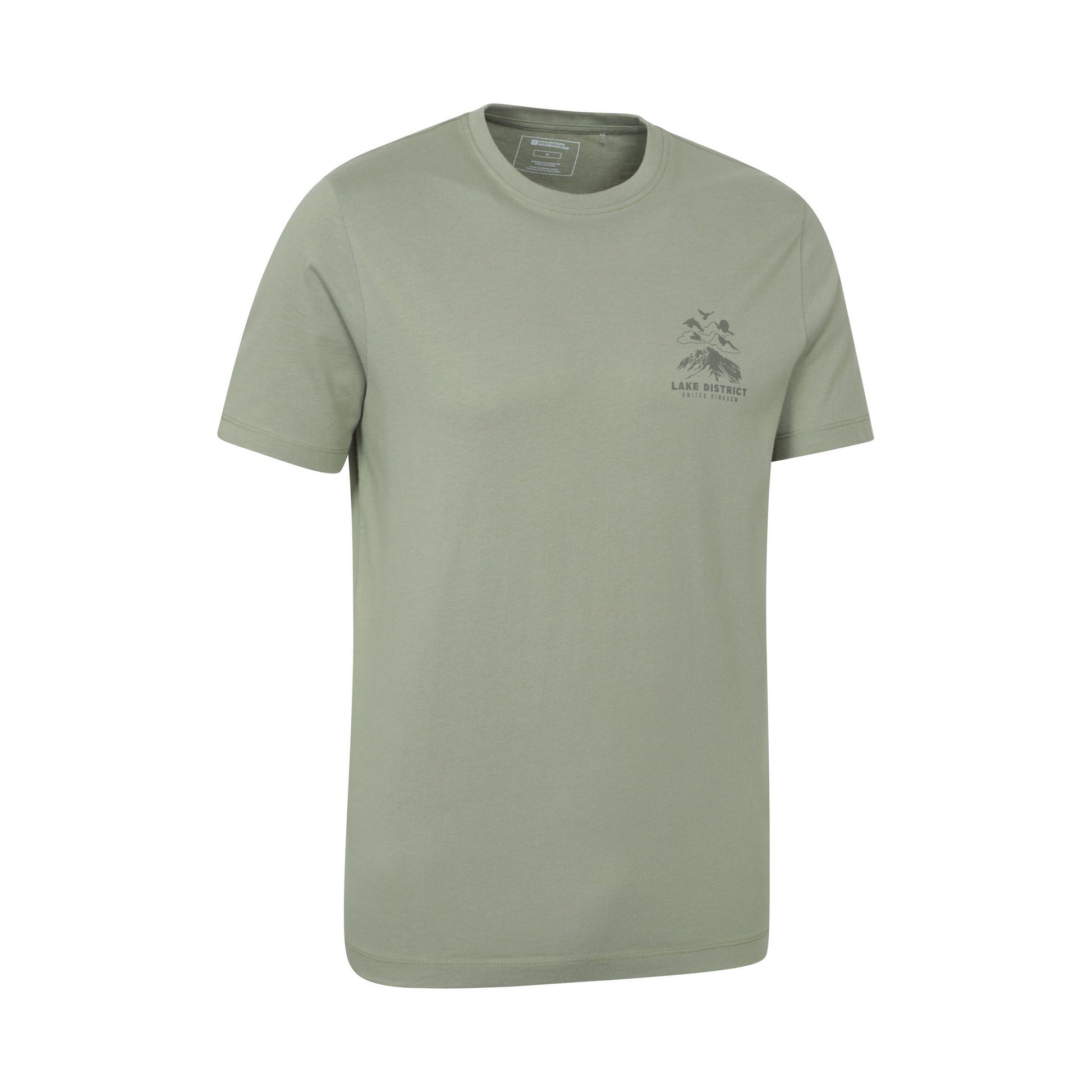 Khaki Green - Side - Mountain Warehouse Mens Lake District Back Print Short-Sleeved T-Shirt