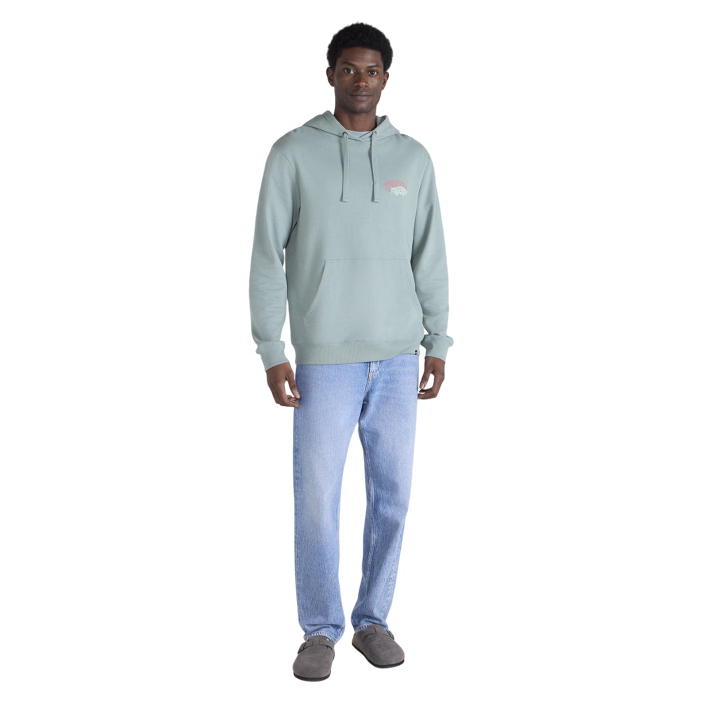 Pale Green - Side - Animal Mens River Worldwide Freeride Back Print Hoodie