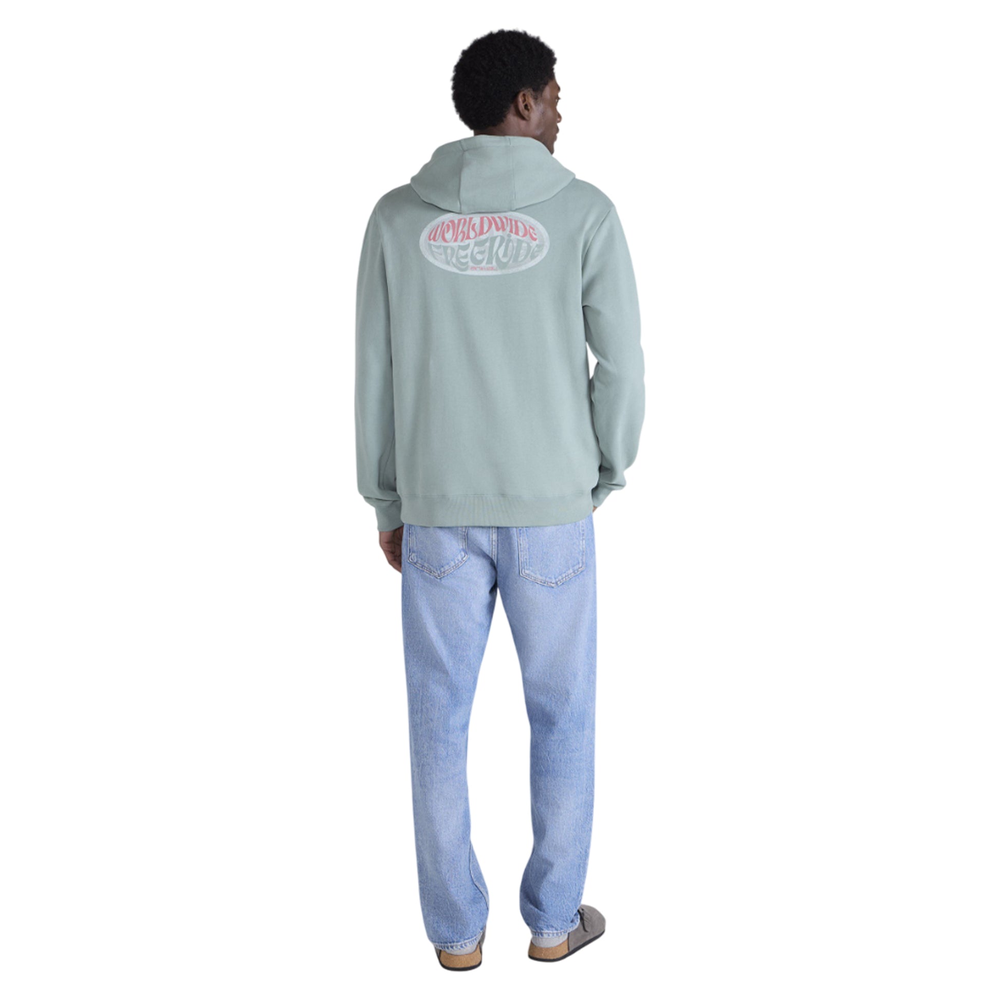 Pale Green - Lifestyle - Animal Mens River Worldwide Freeride Back Print Hoodie