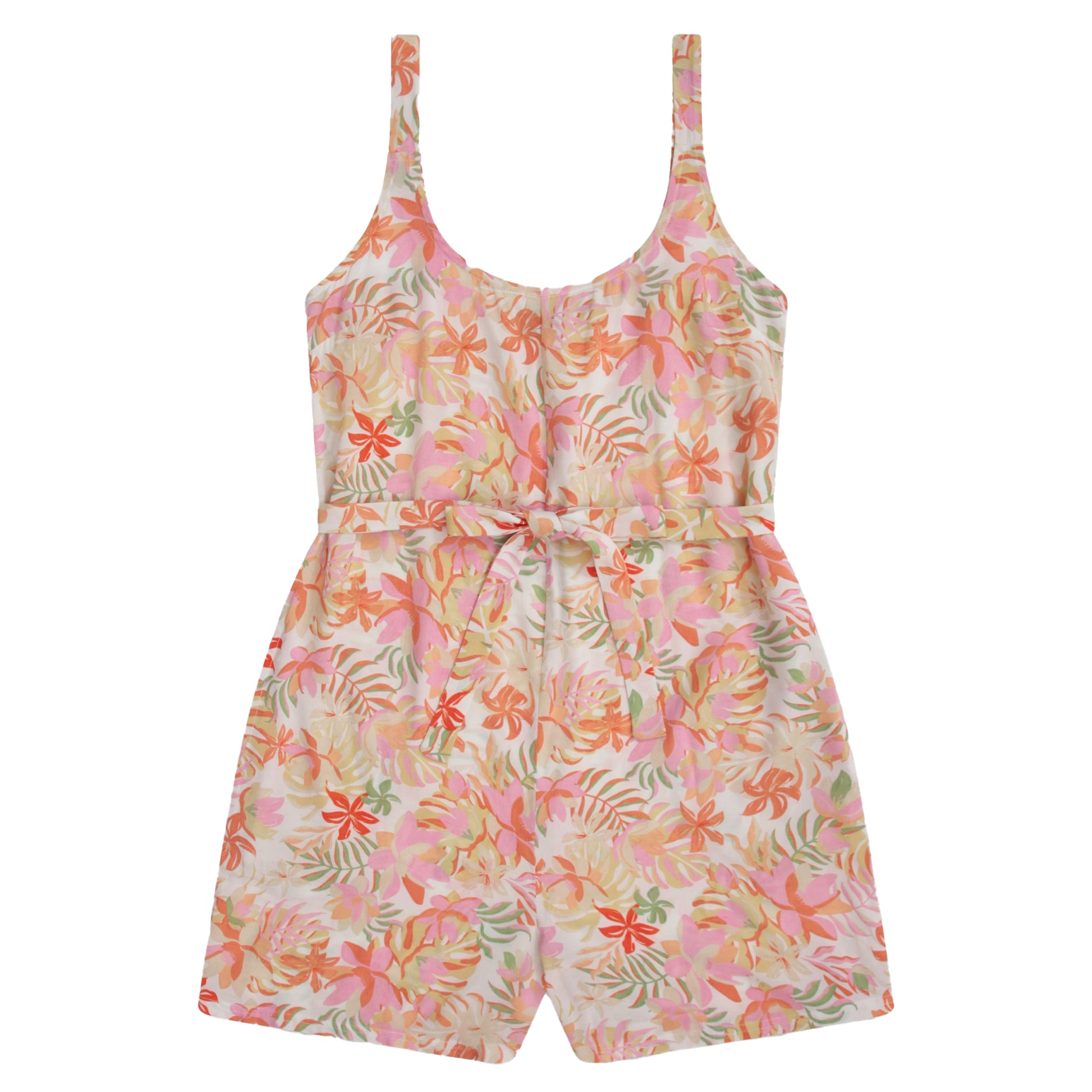 Off White - Back - Animal Womens-Ladies Flora Leaf Print Playsuit