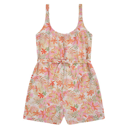 Off White - Back - Animal Womens-Ladies Flora Leaf Print Playsuit