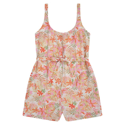 Off White - Front - Animal Womens-Ladies Flora Leaf Print Playsuit
