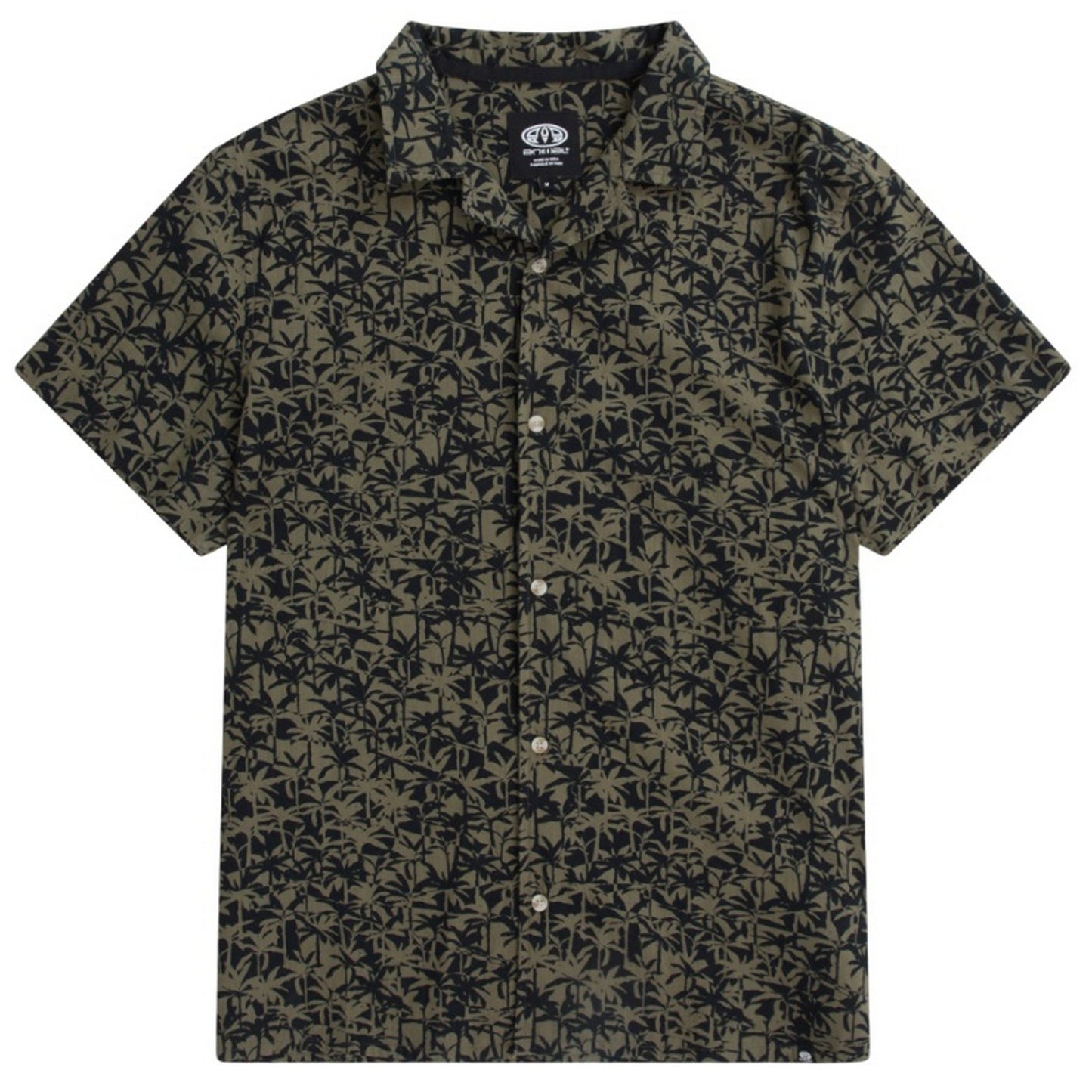 Khaki Green - Front - Animal Mens Will Palm Tree Shirt