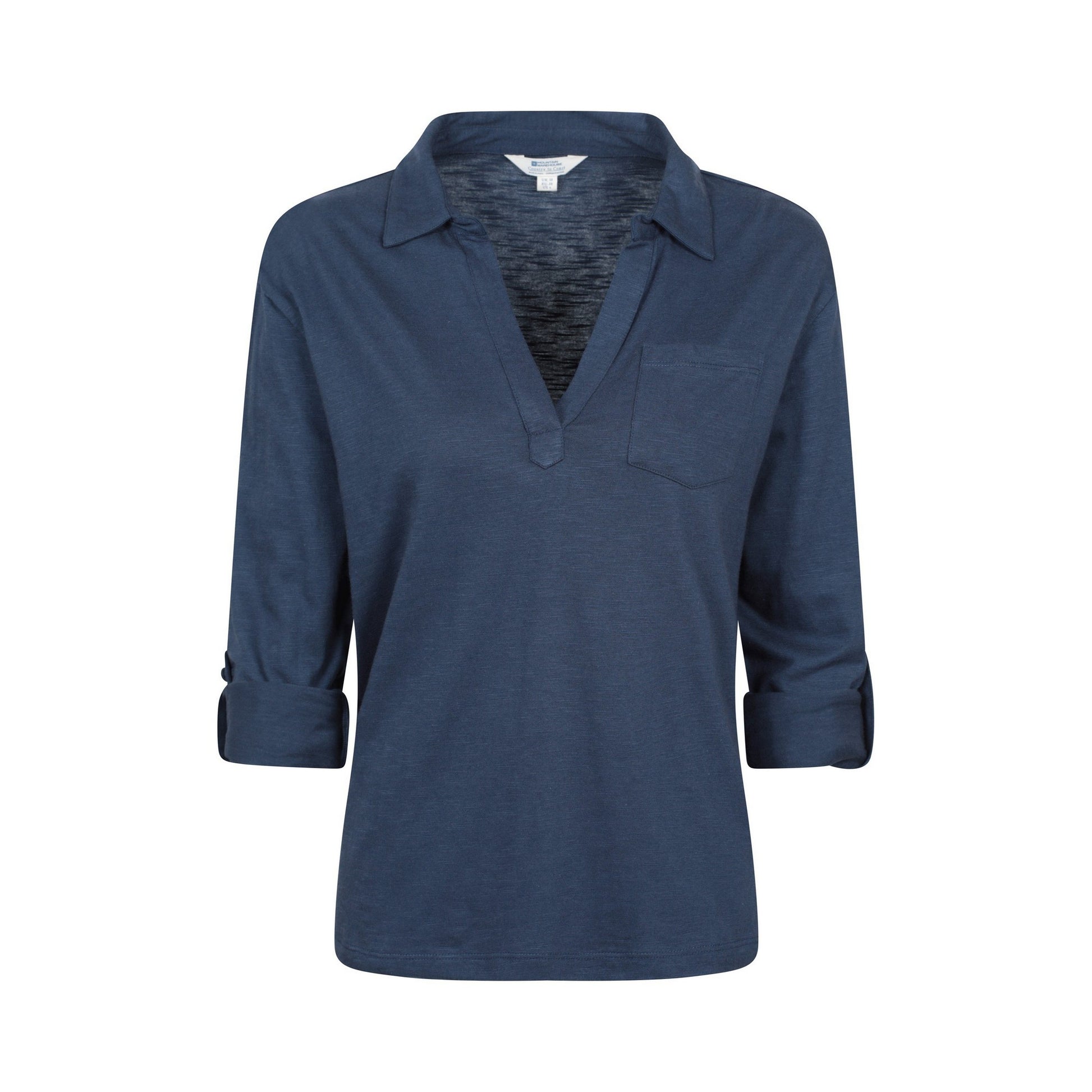 Navy - Pack Shot - Mountain Warehouse Womens-Ladies Brae Relaxed Fit Polo Shirt