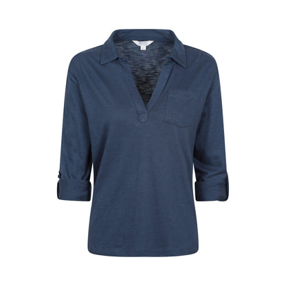 Navy - Pack Shot - Mountain Warehouse Womens-Ladies Brae Relaxed Fit Polo Shirt