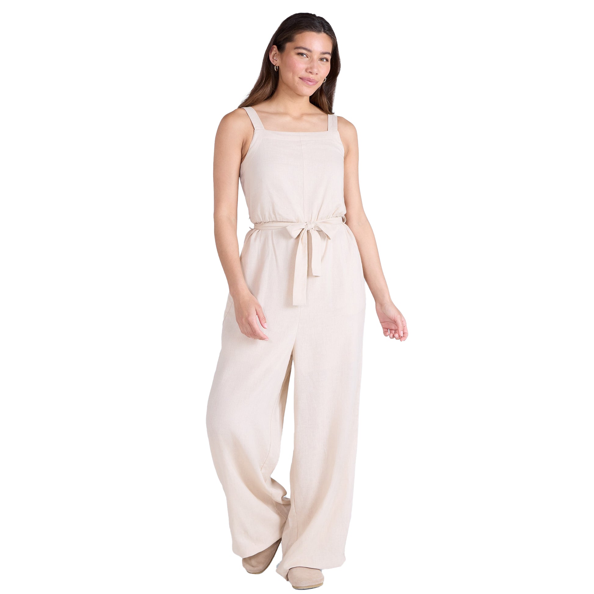 Beige - Front - Animal Womens-Ladies Becca Linen Jumpsuit