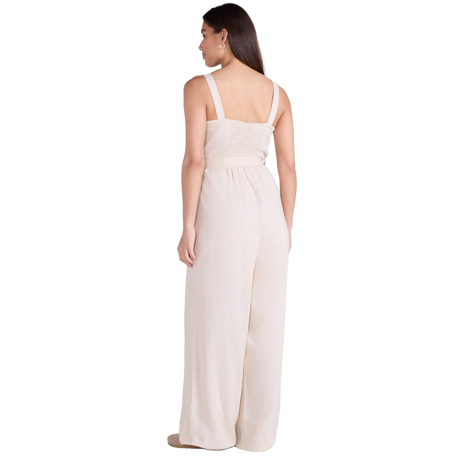 Beige - Back - Animal Womens-Ladies Becca Linen Jumpsuit