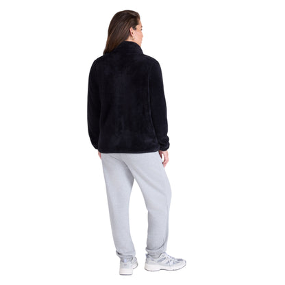 Jet Black - Close up - Animal Womens-Ladies Teddy Fleece Full Zip Jacket