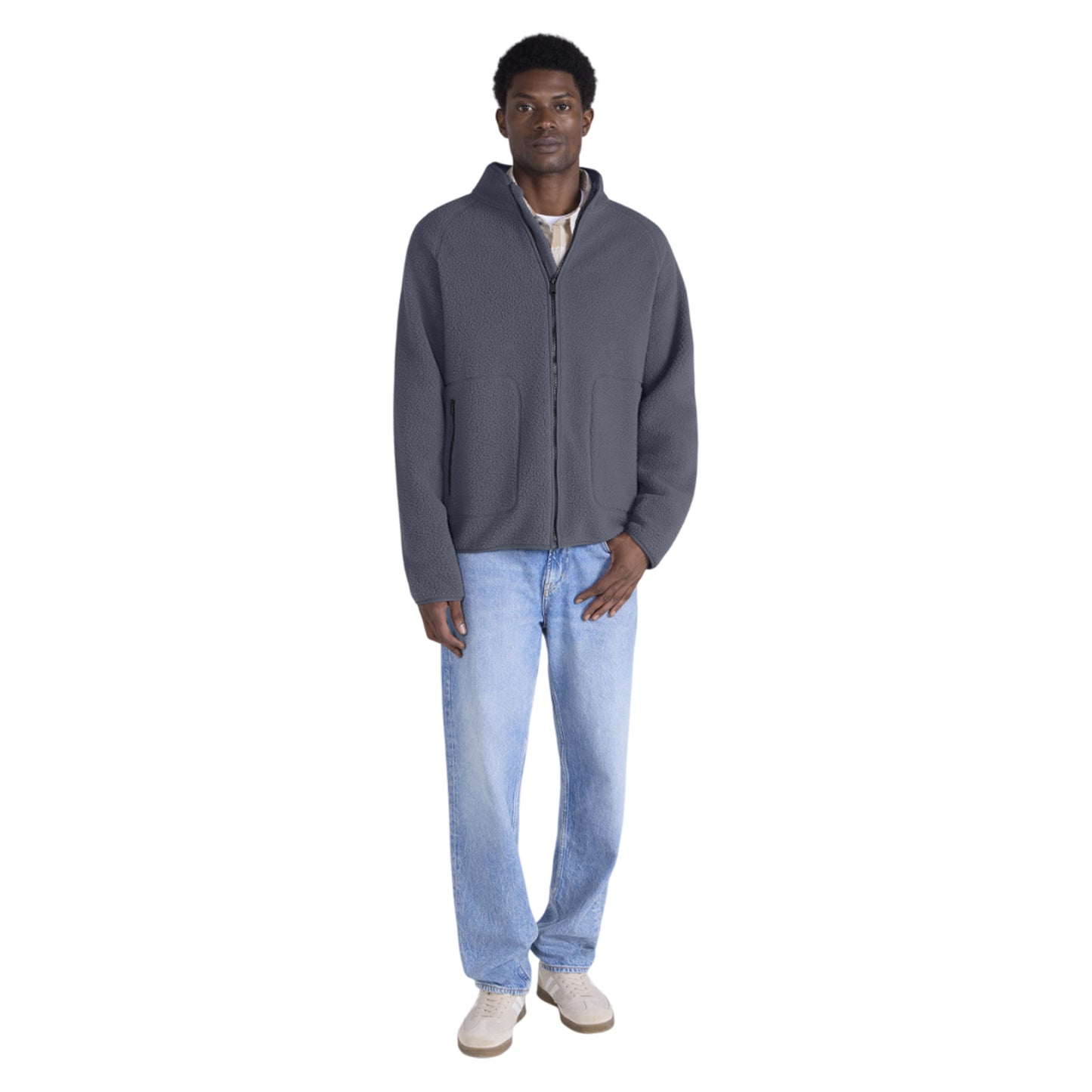 Light Grey - Pack Shot - Animal Mens Andy Borg Fleece Jacket