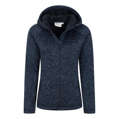 Navy - Pack Shot - Mountain Warehouse Womens-Ladies Nevis Faux Fur Lined Full Zip Hoodie
